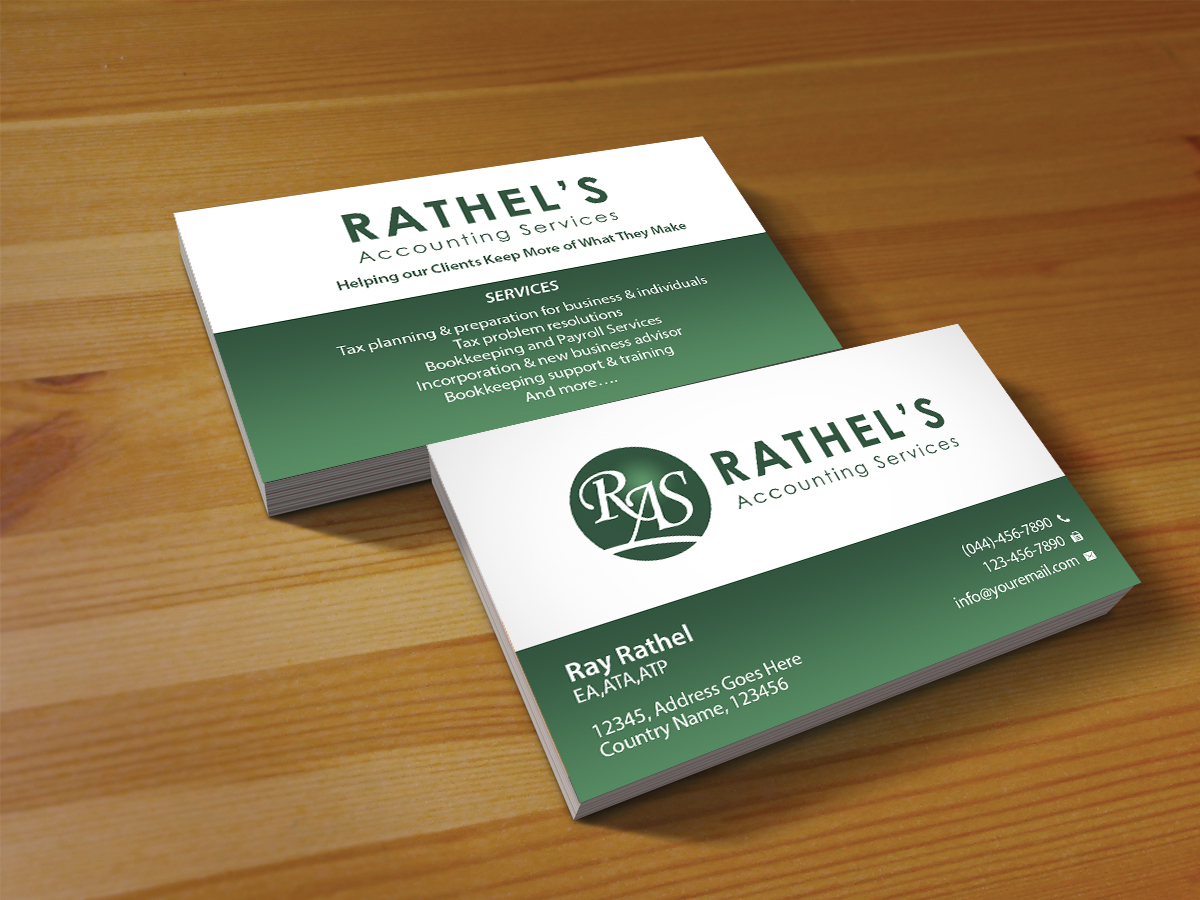 Business Card Design by Creations Box 2015 for Rathel's Accounting Service | Design #8425453