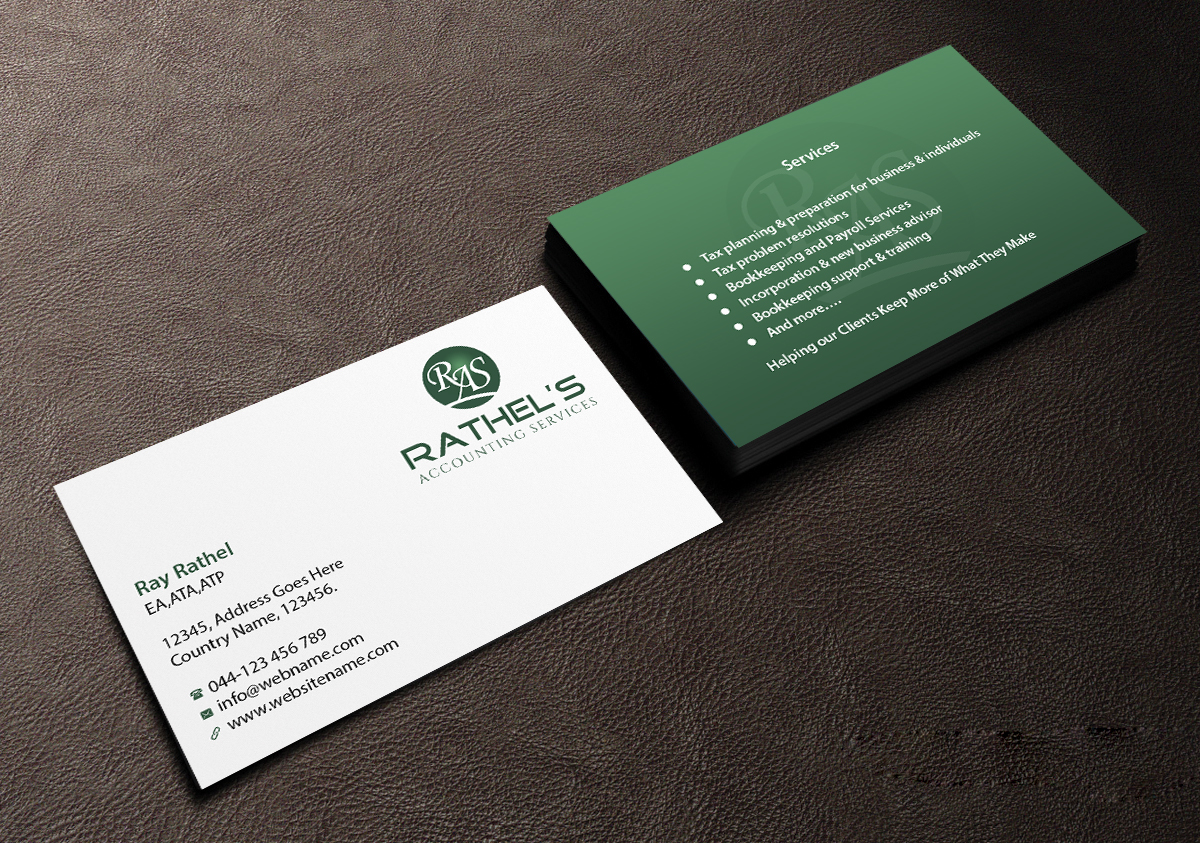 Design de Carte de Visite par Creations Box 2015 pour Rathel's Accounting Service | Design #8425460