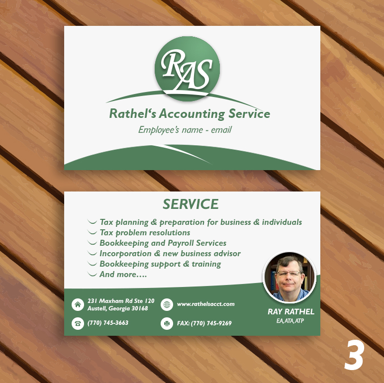 Visitenkarten-Design von Quy Nguyen für Rathel's Accounting Service | Design #8425408