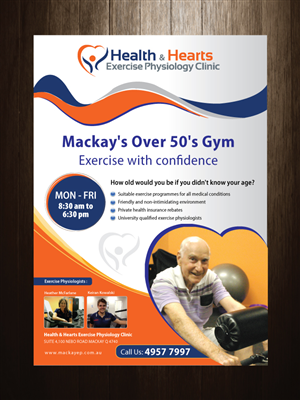 Poster Design by meet007 for Health and Hearts Exercise Physiology Clinic | Design: #2023682