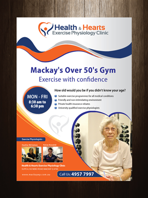 Poster Design by meet007 for Health and Hearts Exercise Physiology Clinic | Design: #2023694