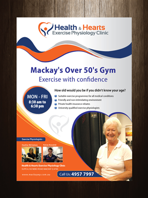 Poster Design by meet007 for Health and Hearts Exercise Physiology Clinic | Design: #2023701