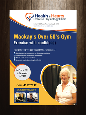 Poster Design by meet007 for Health and Hearts Exercise Physiology Clinic | Design: #2023762
