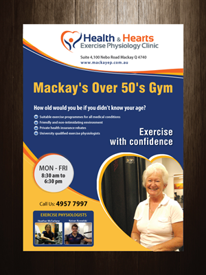 Poster Design by meet007 for Health and Hearts Exercise Physiology Clinic | Design: #2027956