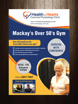 Poster Design by meet007 for Health and Hearts Exercise Physiology Clinic | Design: #2028065