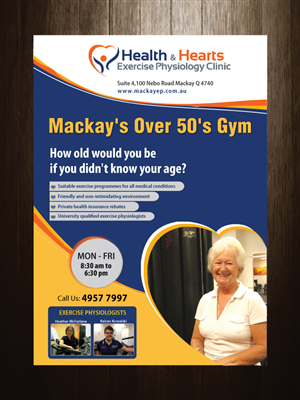 Poster Design by meet007 for Health and Hearts Exercise Physiology Clinic | Design: #2028124