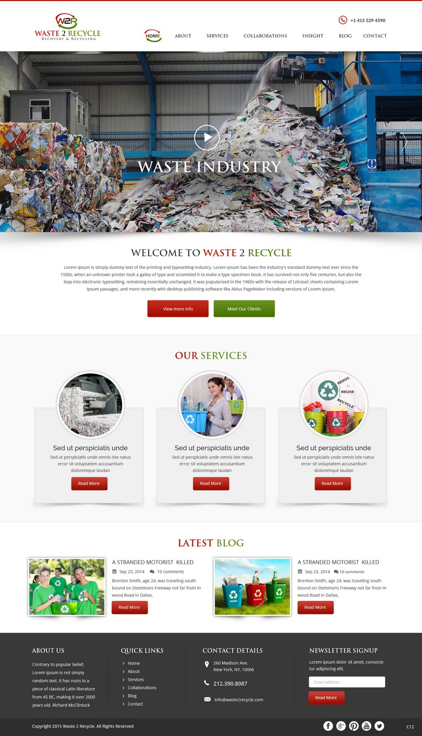 Web Design by pb for Waste 2 Recycle | Design #8463329