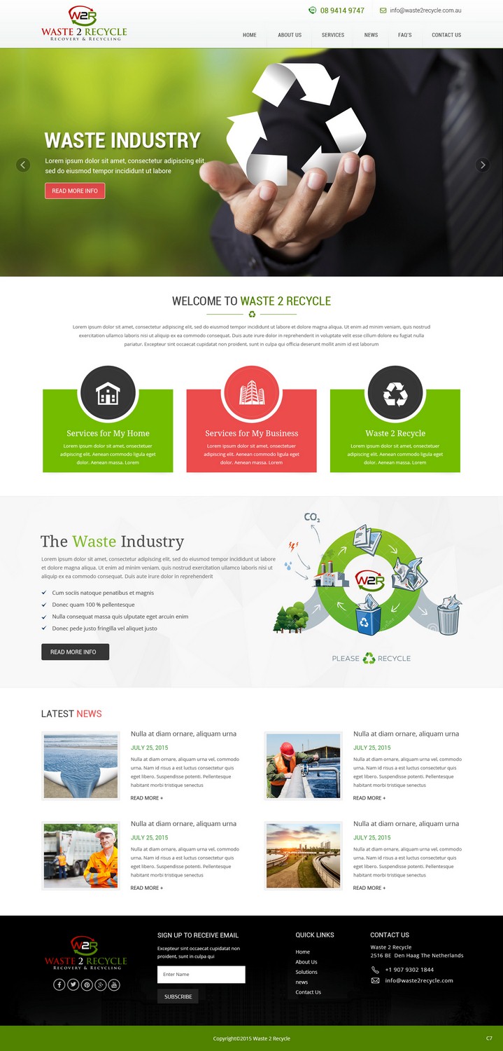 Web Design par pb pour Waste 2 Recycle | Design #8463330
