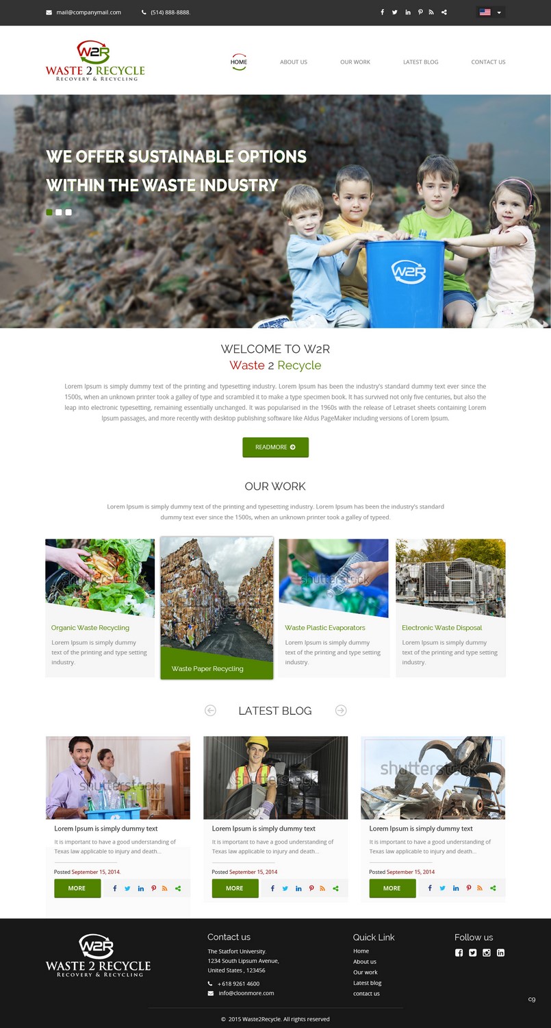 Web Design by pb for Waste 2 Recycle | Design #8463426
