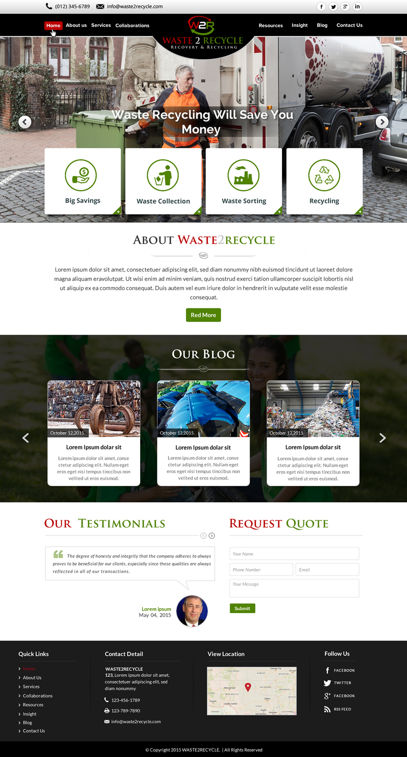 Diseño Web por Sbss para Waste 2 Recycle | Diseño #8449946