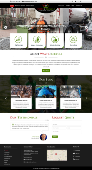 New Waste 2 Recycle waste management business seeking web site | Diseño Web por Sbss