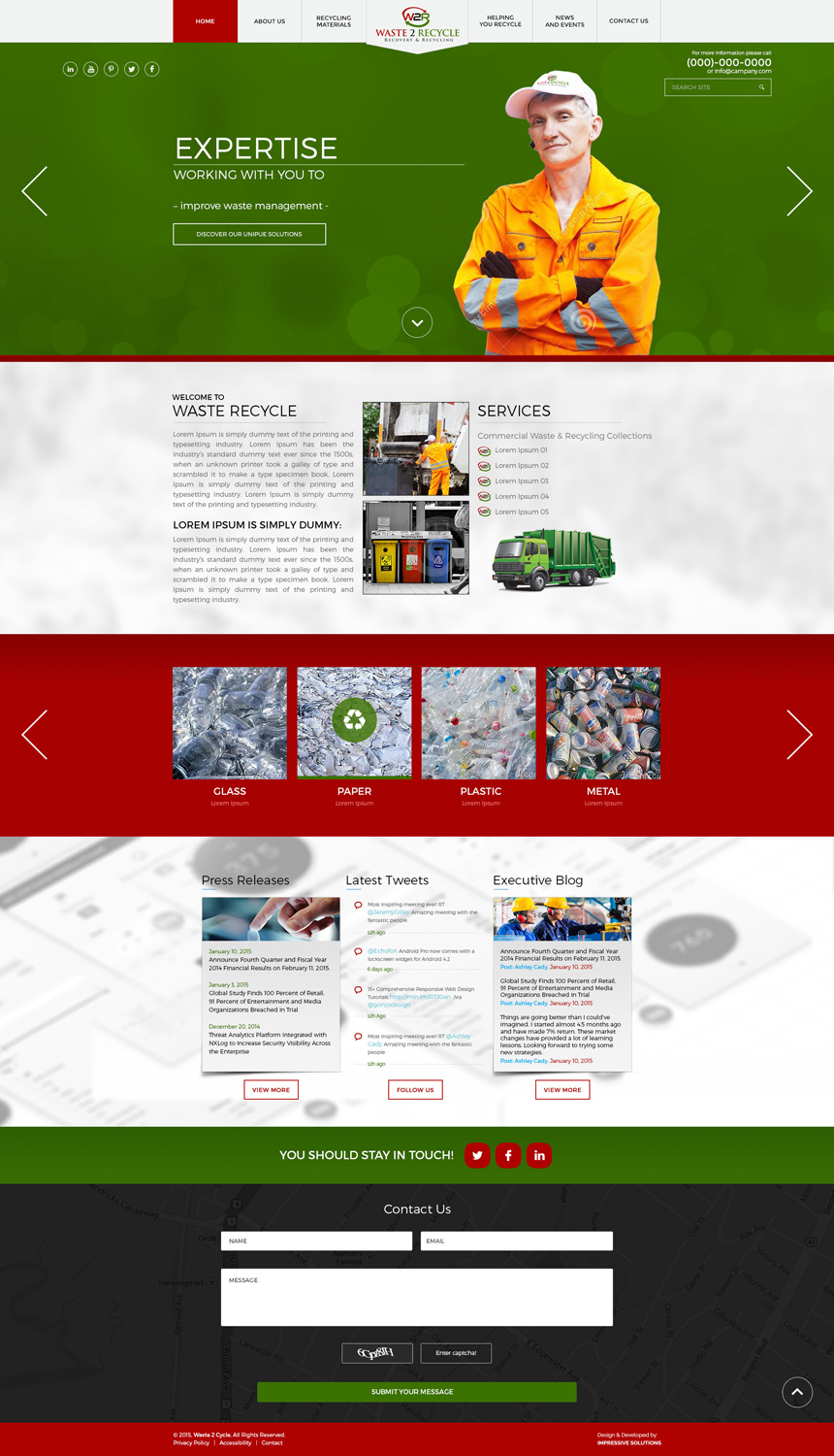 Web Design by Impressive Sol for Waste 2 Recycle | Design #8484695