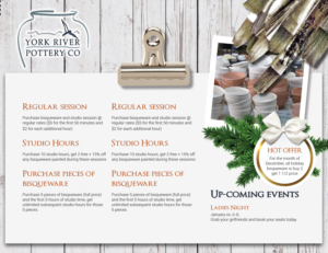 Paint Your Own Pottery Studio needs a Menu Design