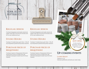 Paint Your Own Pottery Studio needs a Menu Design | Menu Design by Monsterish