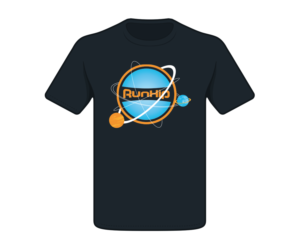 T-shirt design that adapts our logo to look like planets orbiting a star | Diseño de Camiseta por nreimer