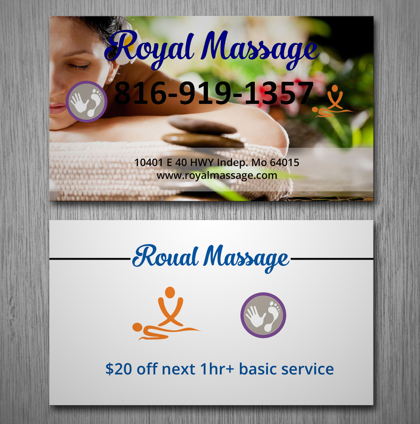 Diseño de Tarjeta de Presentación por Lanka Ama para Royal Massage | Diseño #8463130