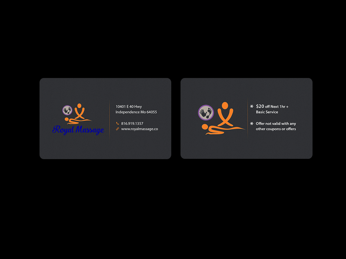 Diseño de Tarjeta de Presentación por Creations Box 2015 para Royal Massage | Diseño #8462607