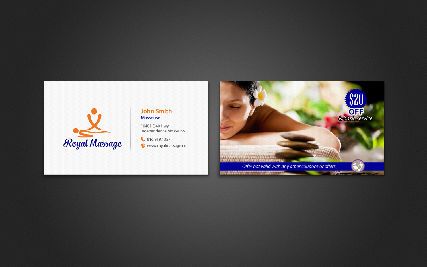 Business Card Design by chandrayaan.creative for Royal Massage | Design #8460877