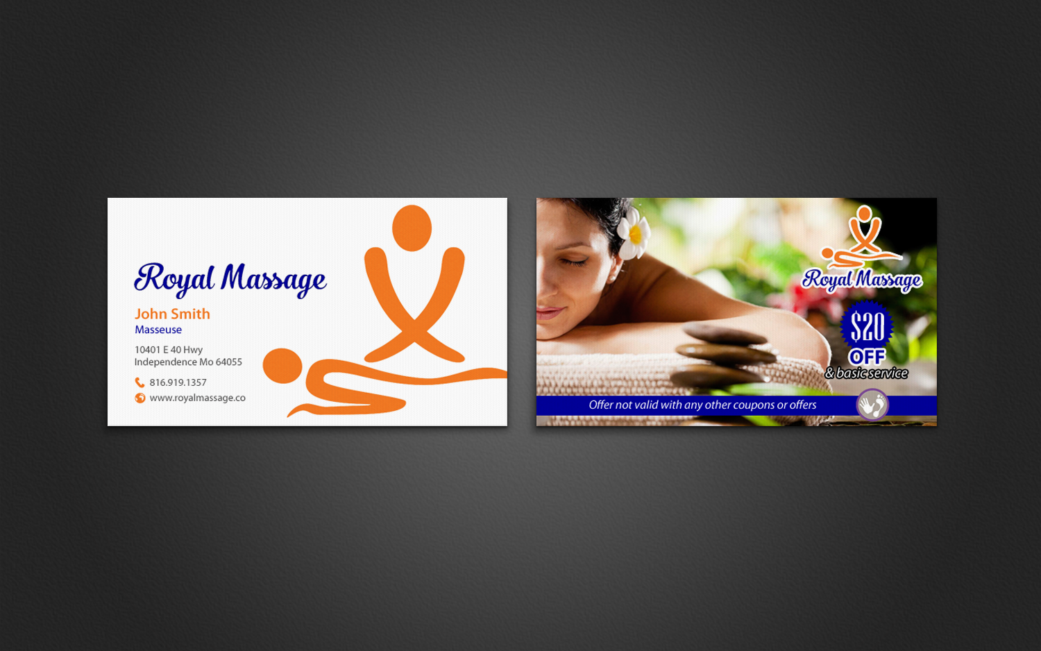 Business Card Design by chandrayaan.creative for Royal Massage | Design #8460879
