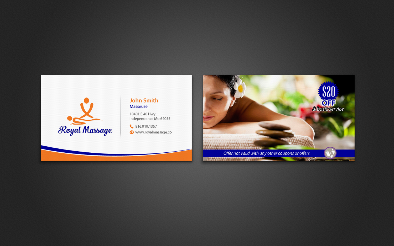 Business Card Design by chandrayaan.creative for Royal Massage | Design #8460883