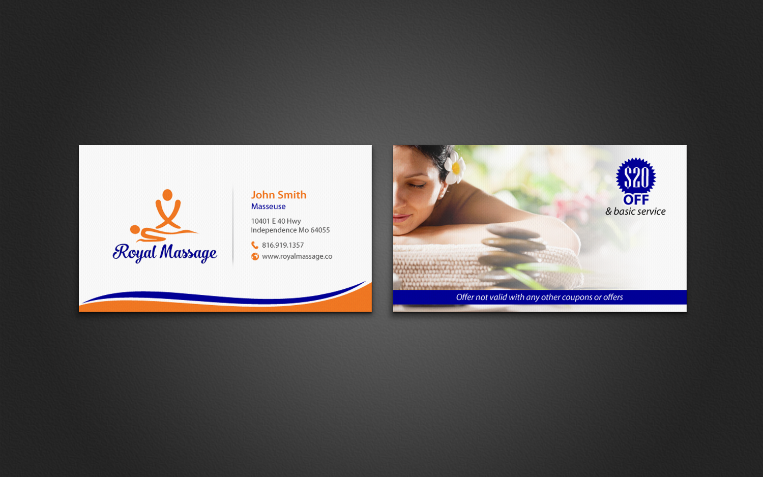 Business Card Design by chandrayaan.creative for Royal Massage | Design #8460884