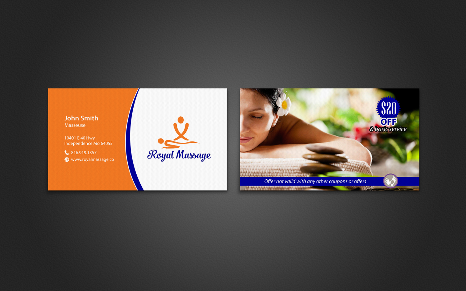Business Card Design by chandrayaan.creative for Royal Massage | Design #8460885