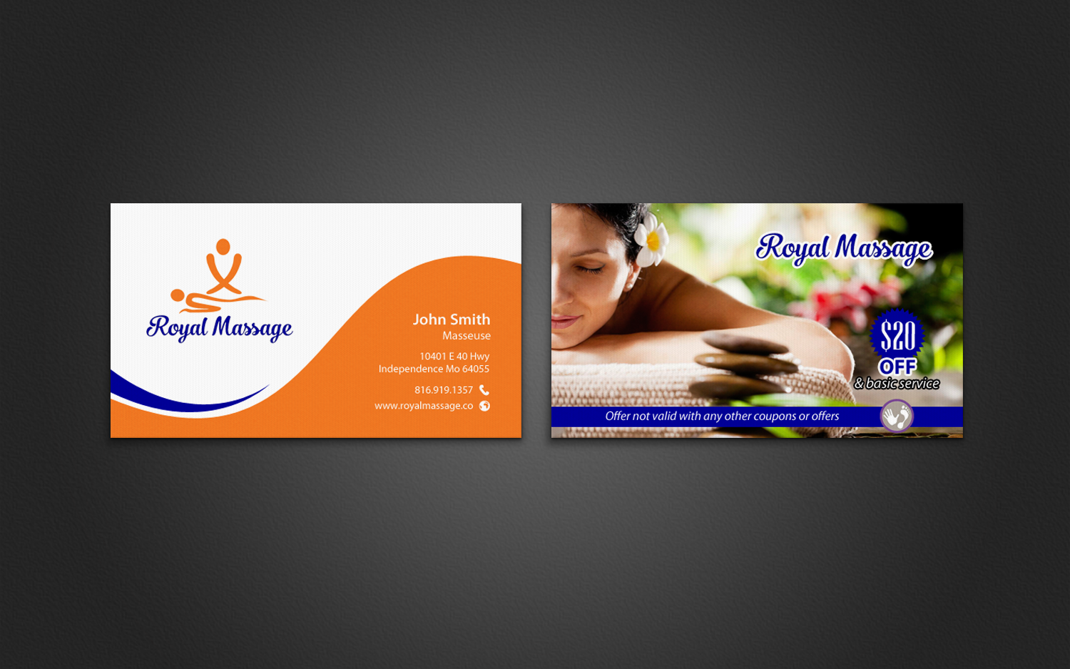 Business Card Design by chandrayaan.creative for Royal Massage | Design #8460887