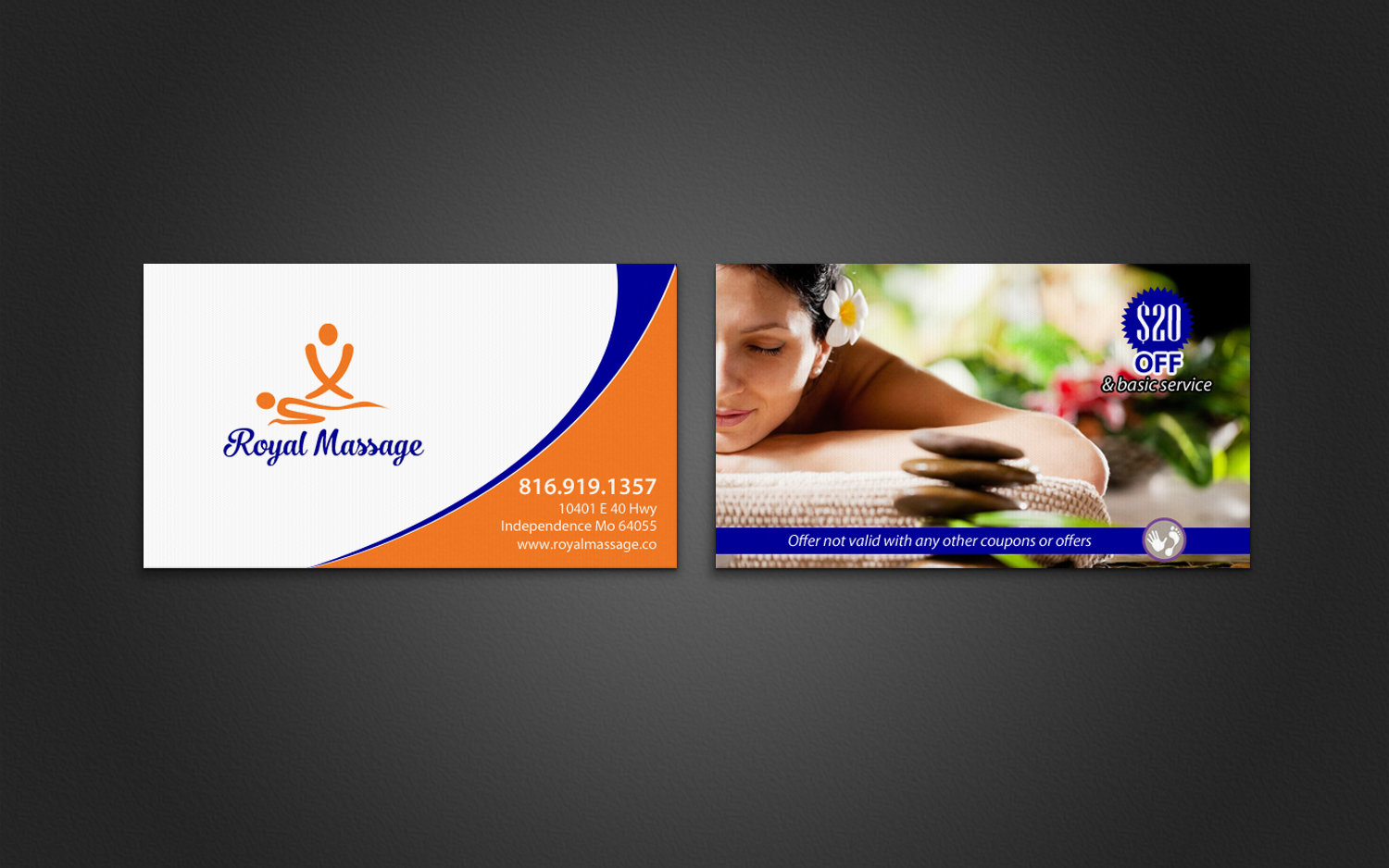 Business Card Design by chandrayaan.creative for Royal Massage | Design #8460894