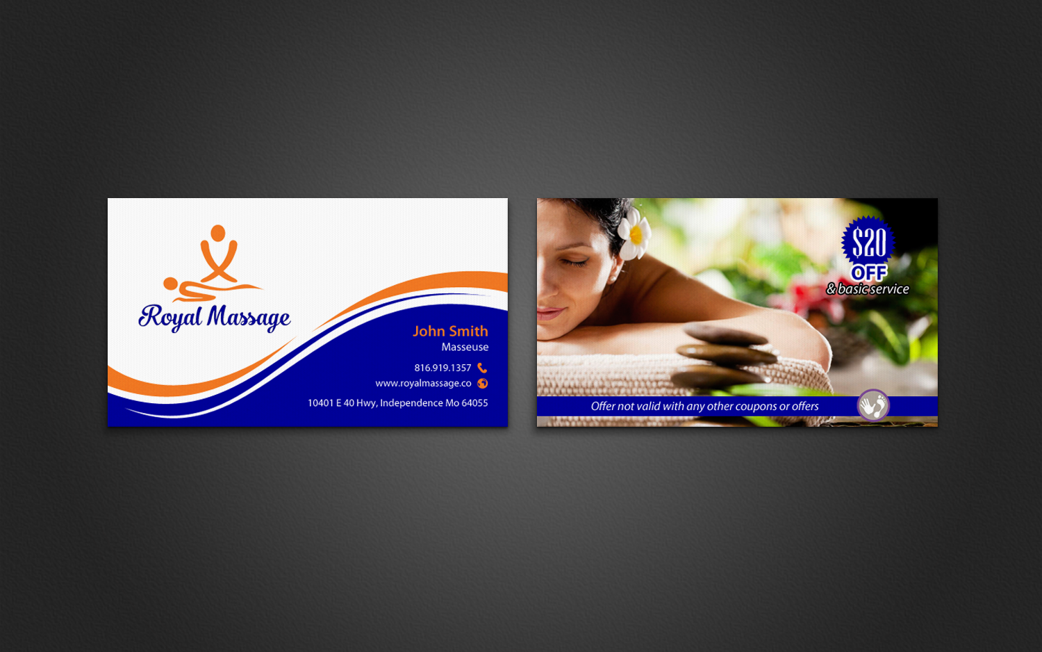 Business Card Design by chandrayaan.creative for Royal Massage | Design #8460899