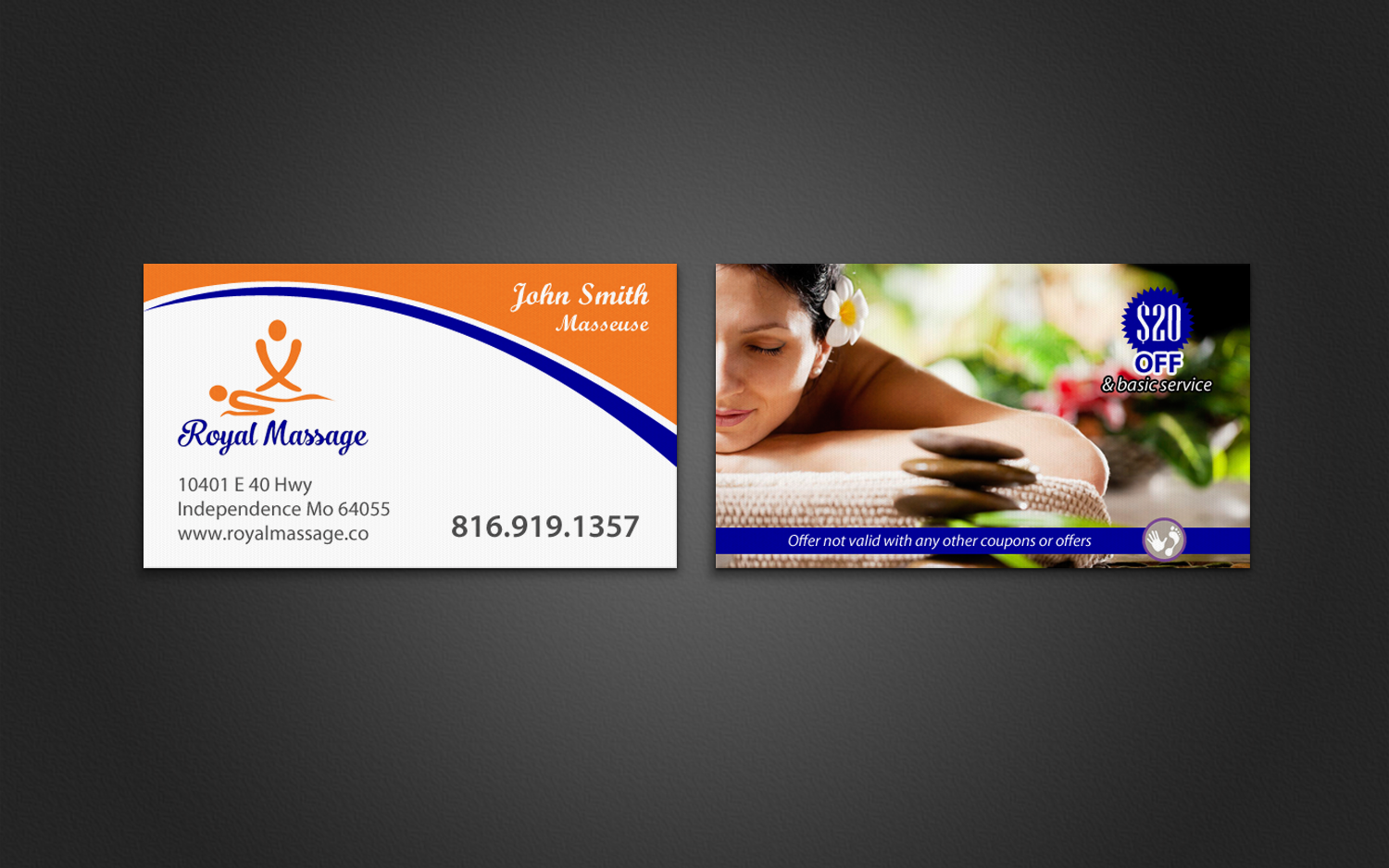 Business Card Design by chandrayaan.creative for Royal Massage | Design #8460900
