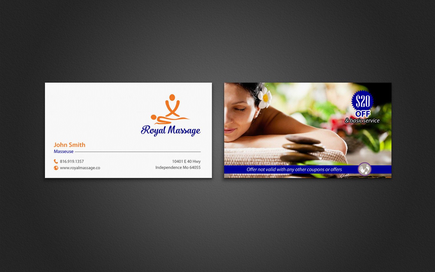 Business Card Design by chandrayaan.creative for Royal Massage | Design #8473426