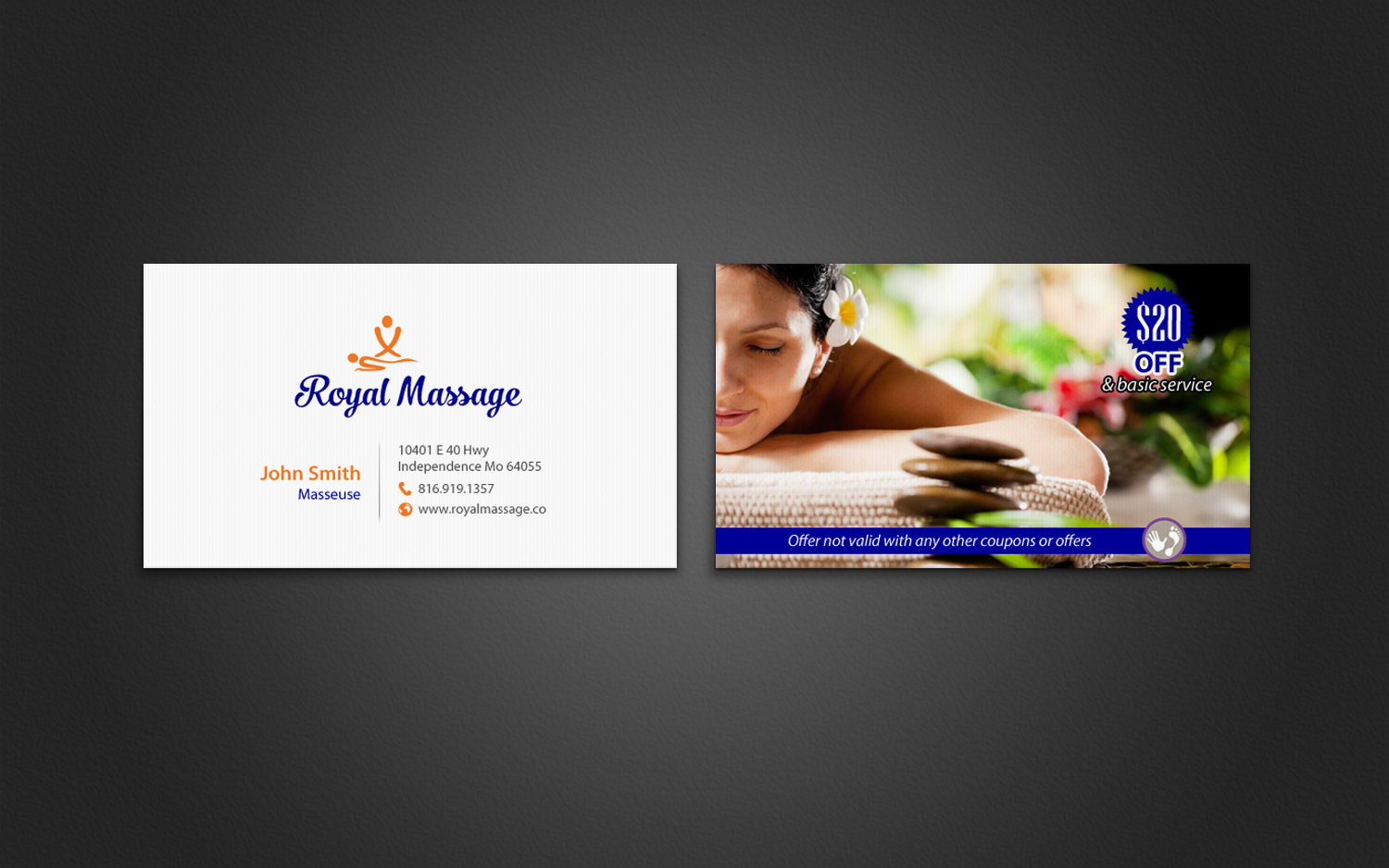 Business Card Design by chandrayaan.creative for Royal Massage | Design #8473427