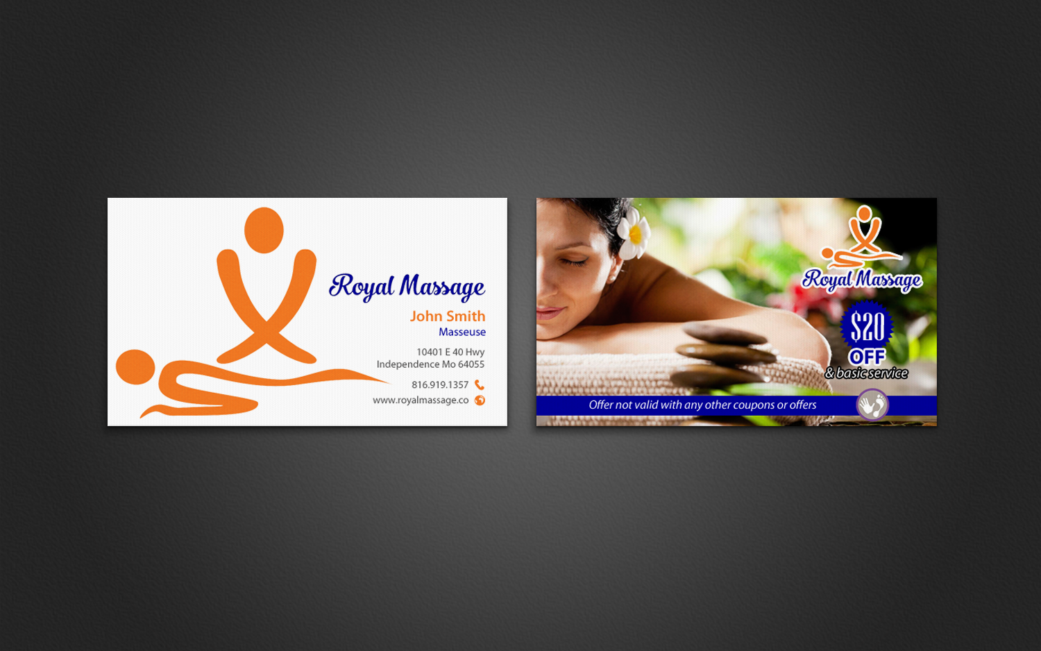 Diseño de Tarjeta de Presentación por chandrayaan.creative para Royal Massage | Diseño #8473429