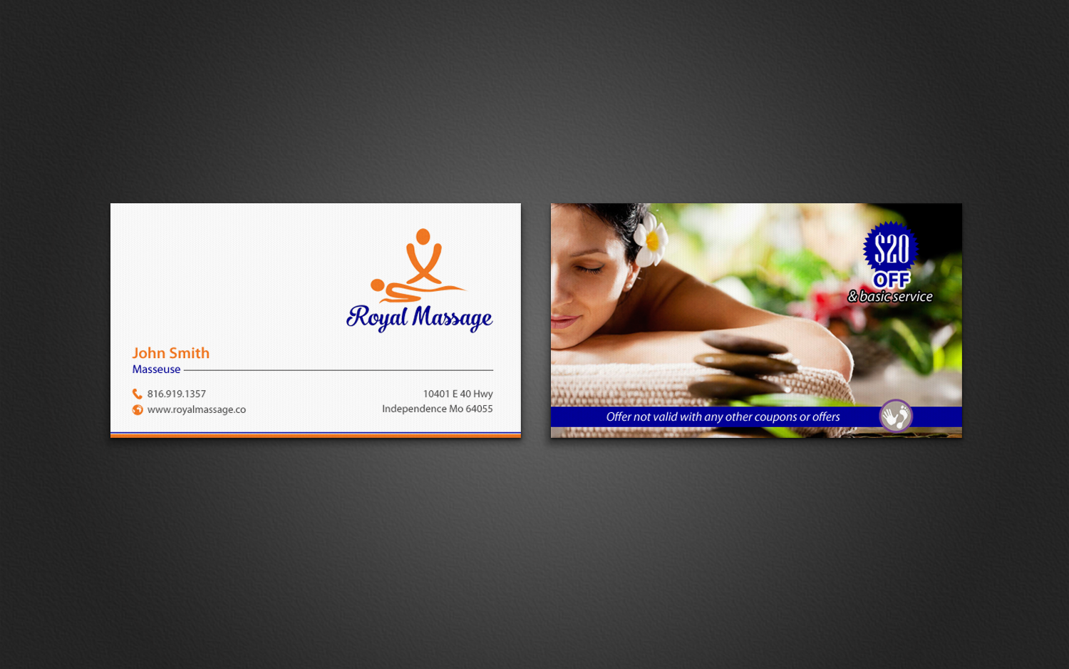 Diseño de Tarjeta de Presentación por chandrayaan.creative para Royal Massage | Diseño #8473432