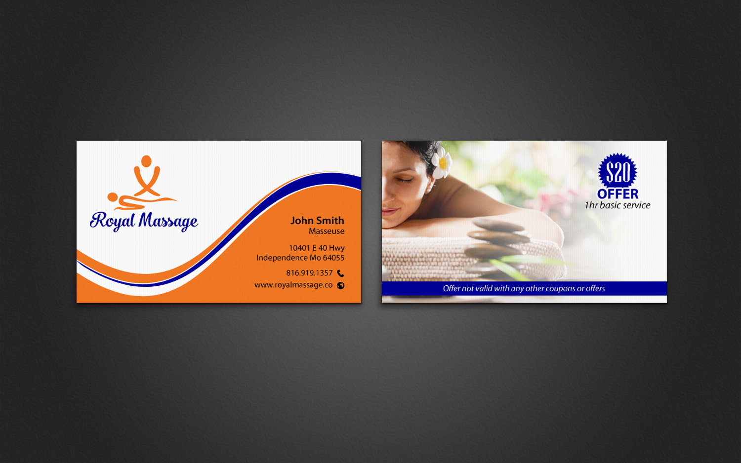 Diseño de Tarjeta de Presentación por chandrayaan.creative para Royal Massage | Diseño #8521171