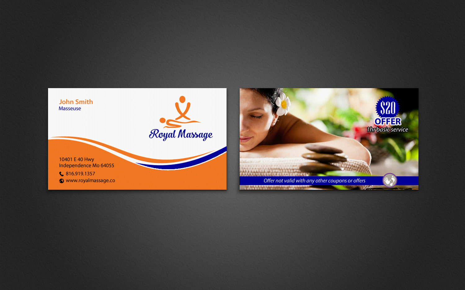 Diseño de Tarjeta de Presentación por chandrayaan.creative para Royal Massage | Diseño #8521172