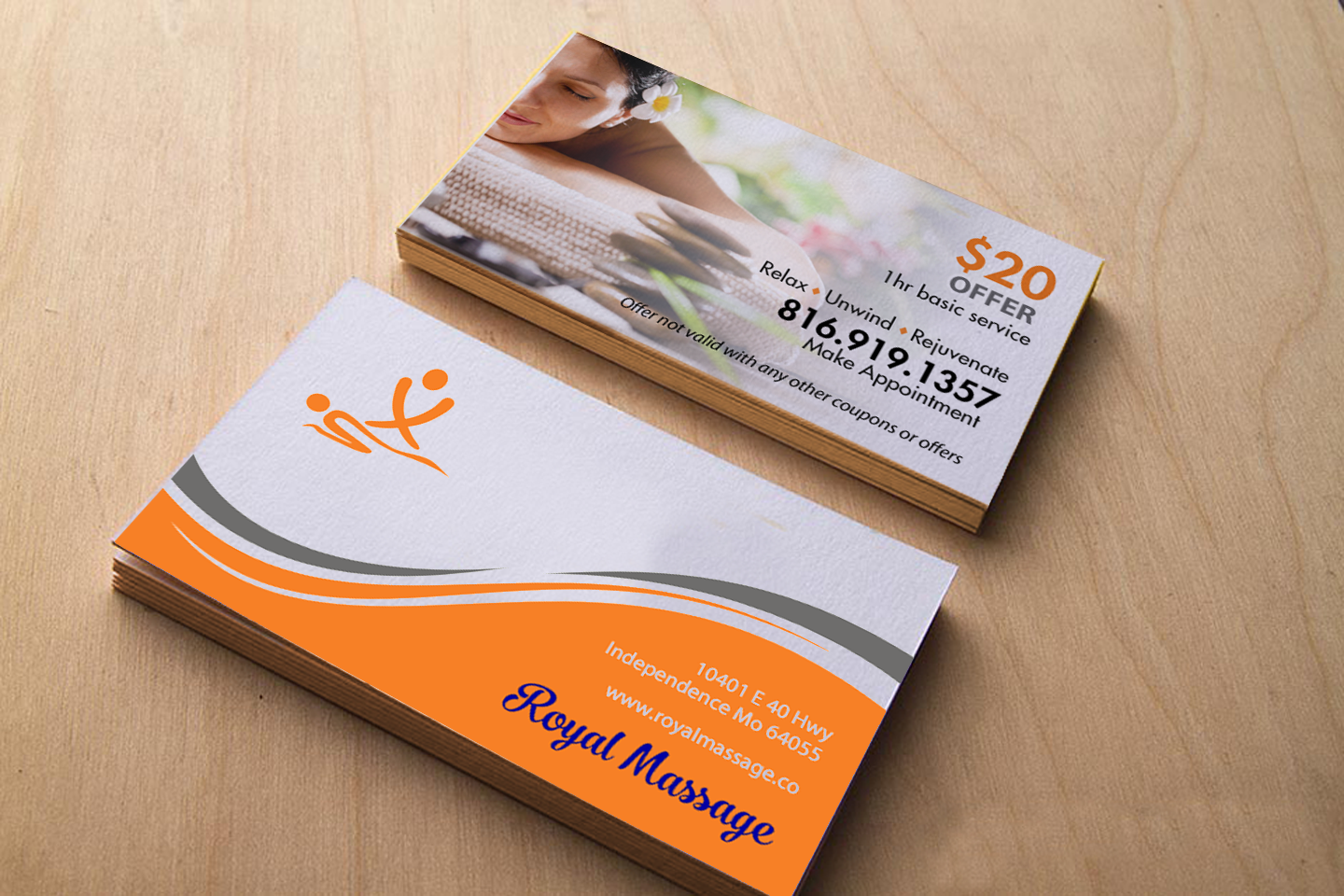 Diseño de Tarjeta de Presentación por chandrayaan.creative para Royal Massage | Diseño #9165859