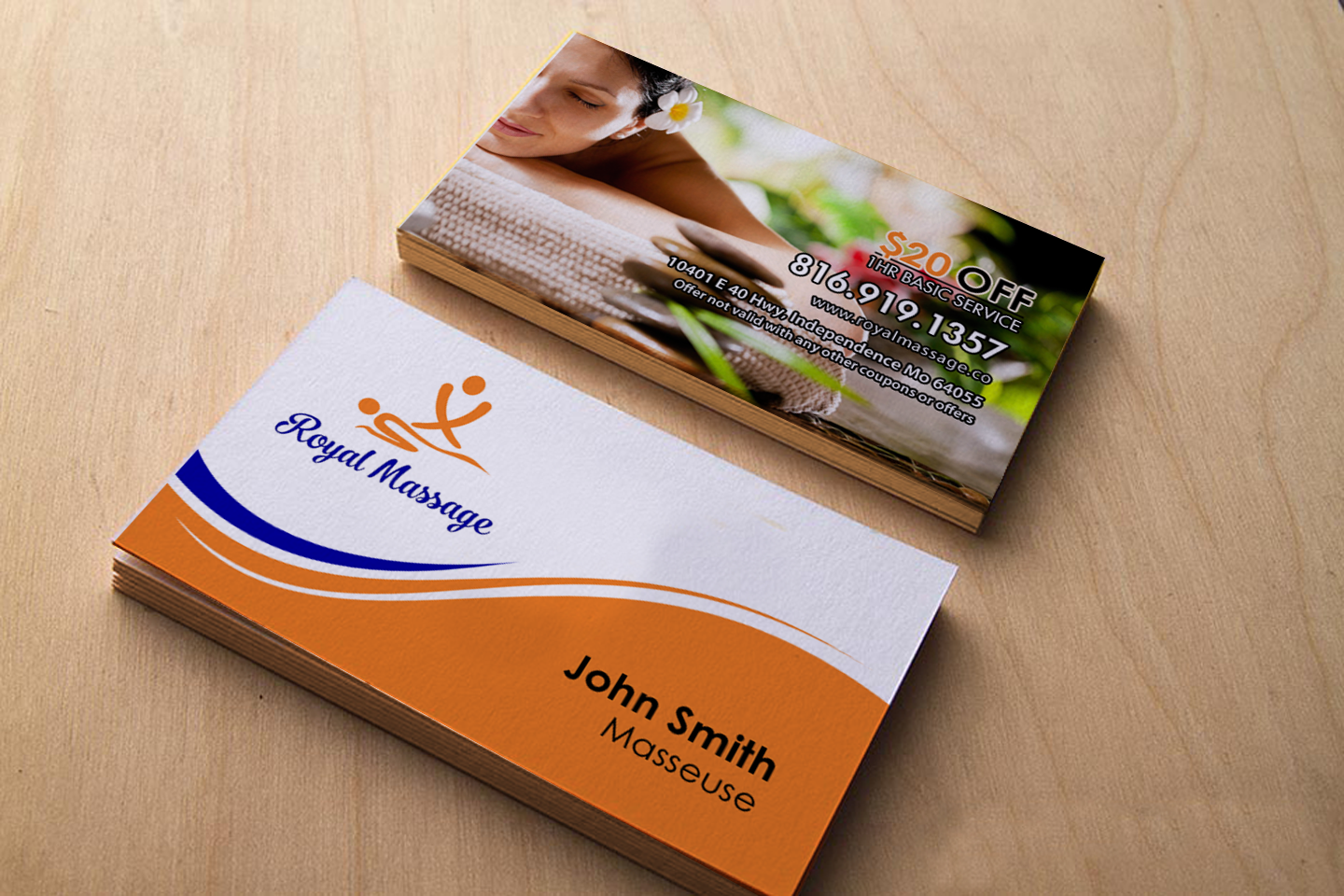 Diseño de Tarjeta de Presentación por chandrayaan.creative para Royal Massage | Diseño #9175334