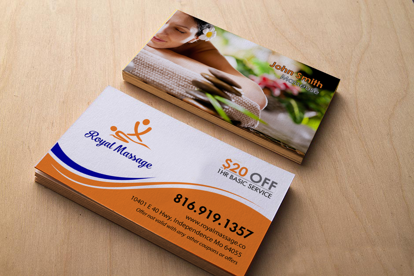 Diseño de Tarjeta de Presentación por chandrayaan.creative para Royal Massage | Diseño #9175339