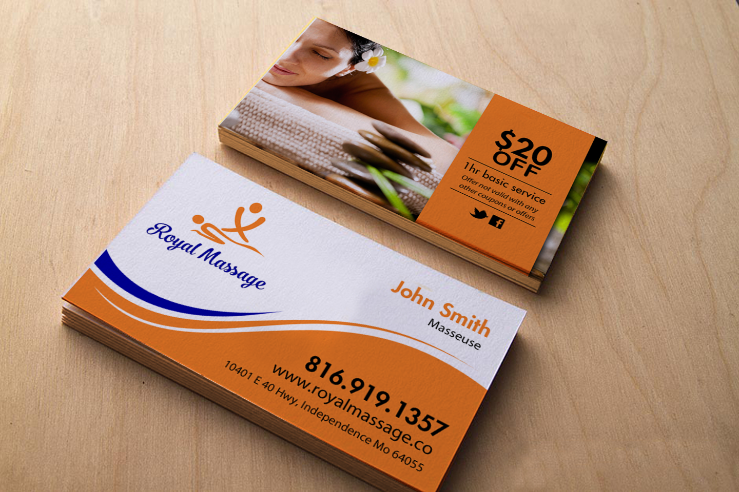 Diseño de Tarjeta de Presentación por chandrayaan.creative para Royal Massage | Diseño #9184675