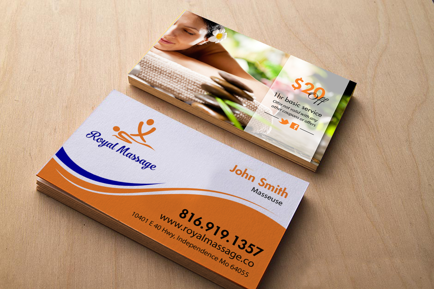 Diseño de Tarjeta de Presentación por chandrayaan.creative para Royal Massage | Diseño #9184677