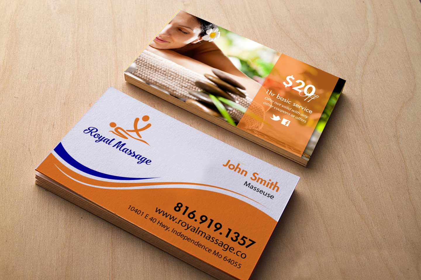 Diseño de Tarjeta de Presentación por chandrayaan.creative para Royal Massage | Diseño #9184678