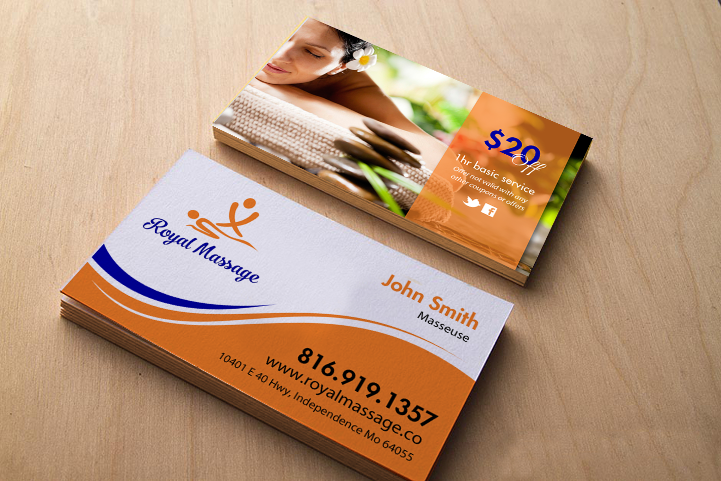 Diseño de Tarjeta de Presentación por chandrayaan.creative para Royal Massage | Diseño #9184866