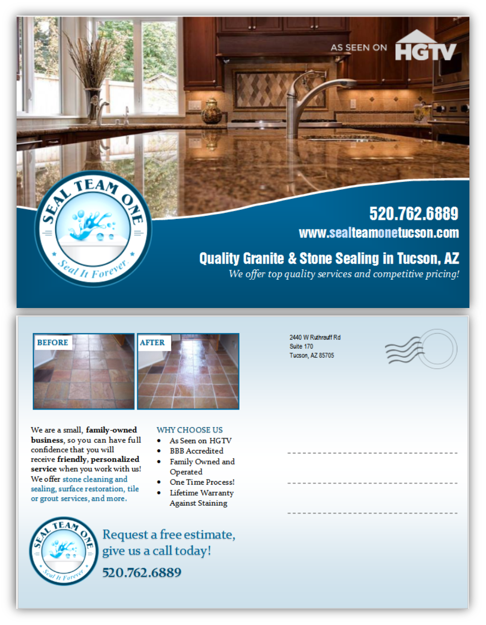 Postcard Design by citygirl17 for Seal Team One Tucson | Design #8511036