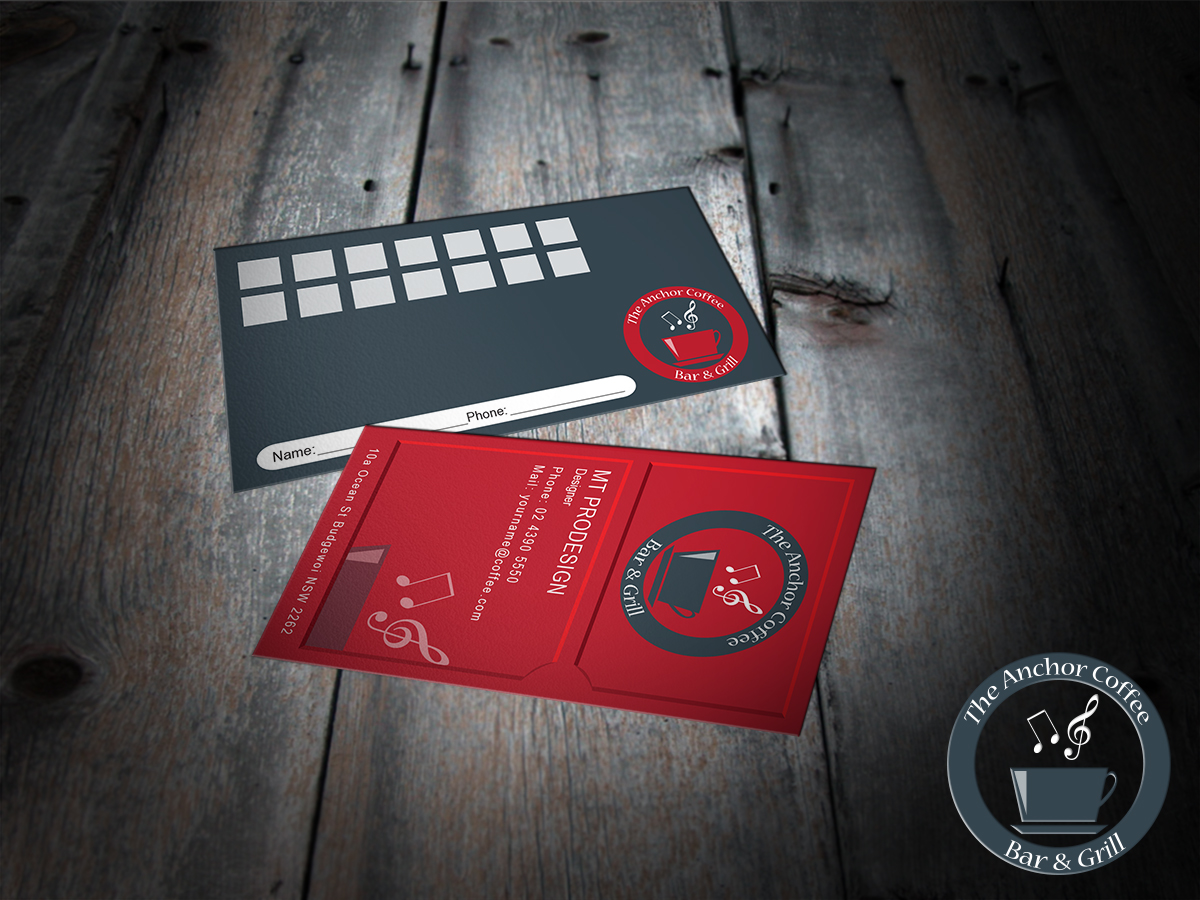 Visitenkarten-Design von MT für The Anchor Coffee Bar & Grill | Design #1995948