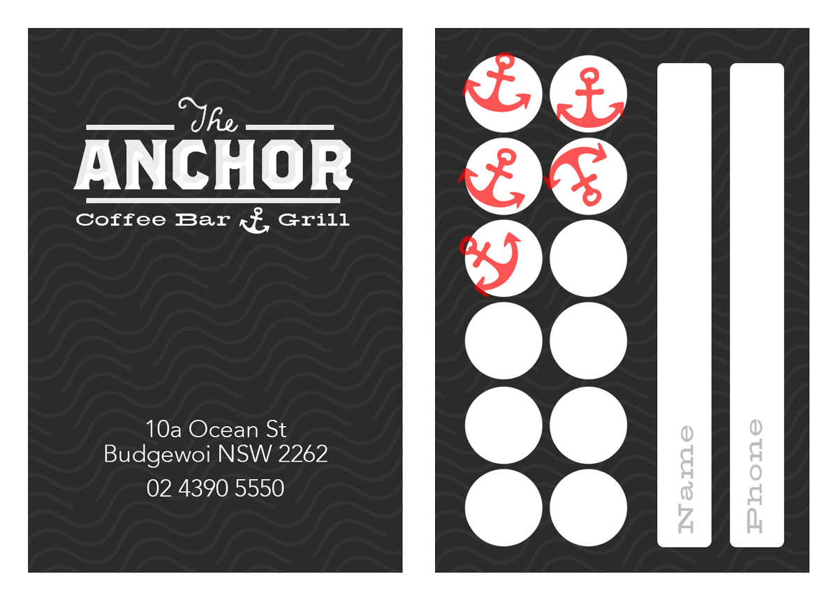 Business Card Design by gazareth for The Anchor Coffee Bar & Grill | Design #1996943