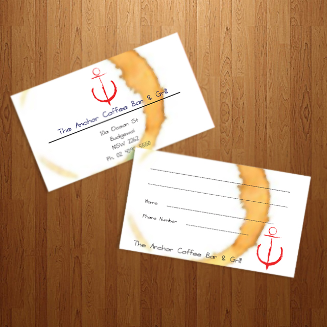 Business Card Design by Sandaru for The Anchor Coffee Bar & Grill | Design #1993147