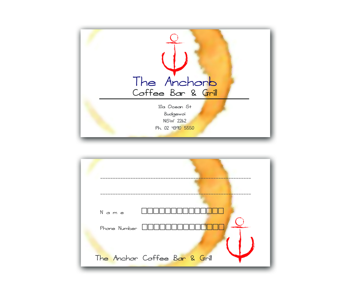 Business Card Design by Sandaru for The Anchor Coffee Bar & Grill | Design #1995666