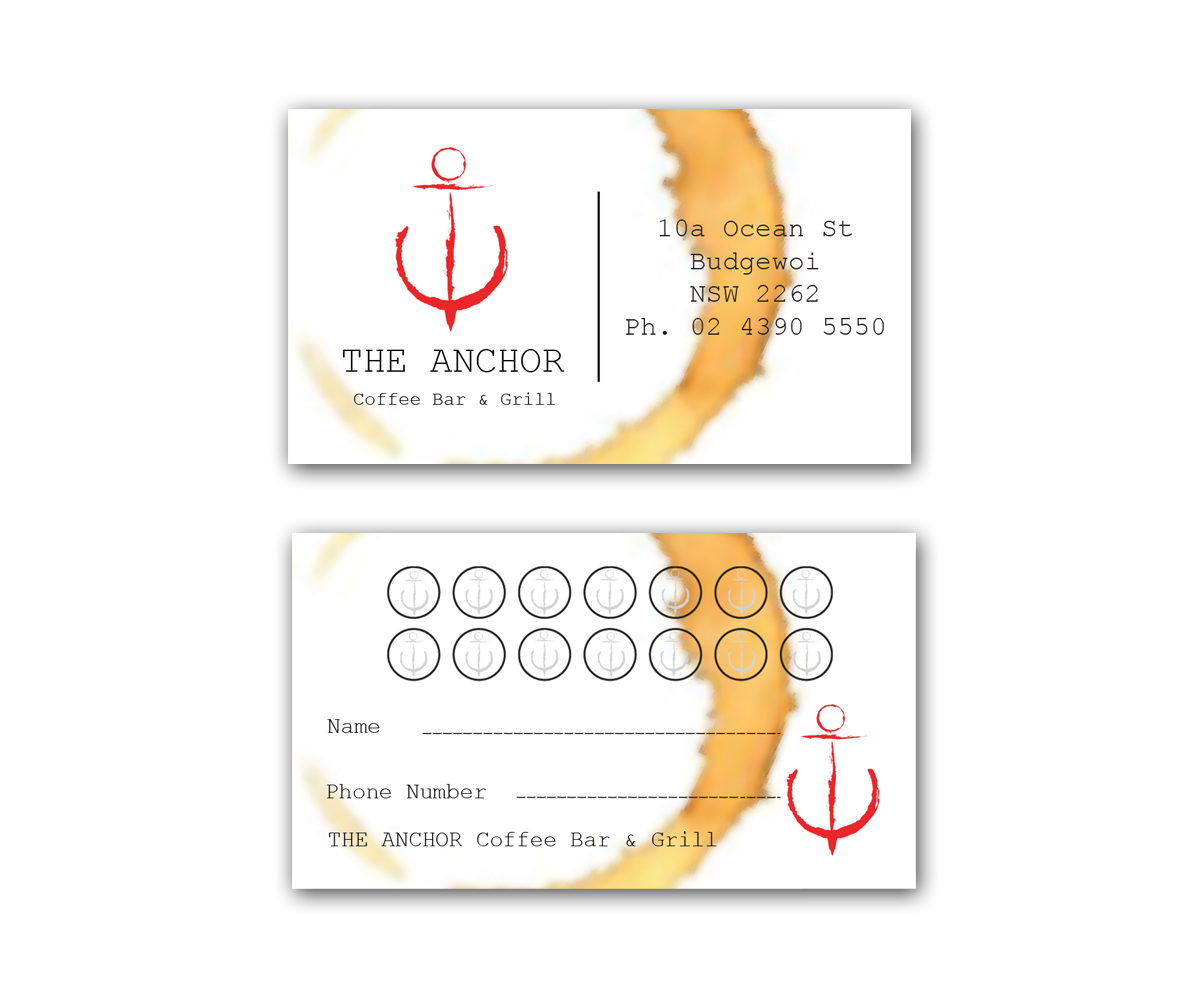 Business Card Design by Sandaru for The Anchor Coffee Bar & Grill | Design #2007349