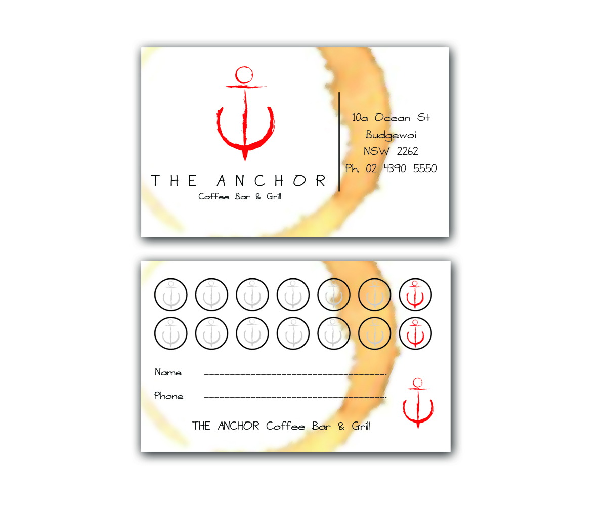 Design de Carte de Visite par Sandaru pour The Anchor Coffee Bar & Grill | Design #2017534